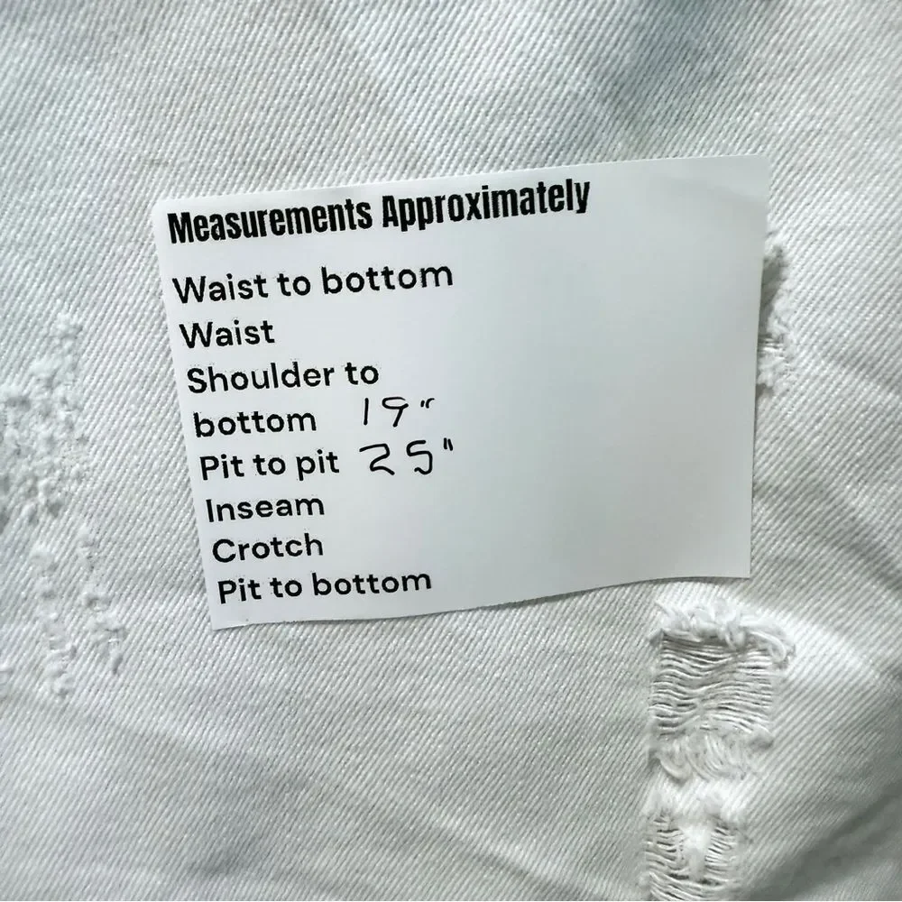 NWOT Dance & Marvel White Gray, Raw Hem, Crop Detachable Hoodie, Denim Jacket, - Picture 15 of 15